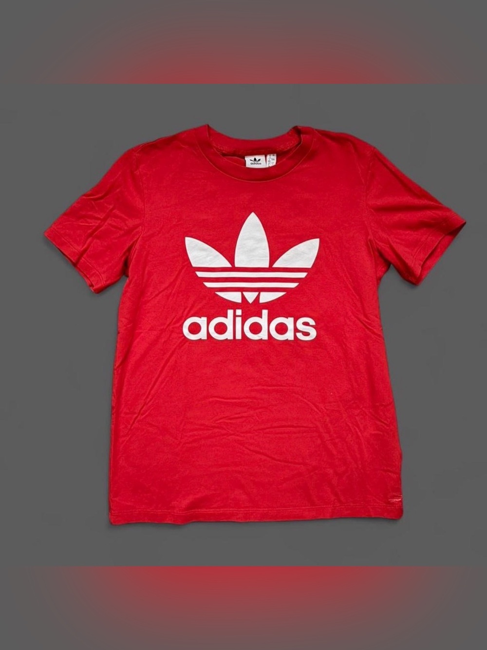 adidas Red Short Sleeve Tee with White Trefoil